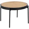 Image de Table basse ronde en rotin, bois noir et acier noir