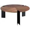 Image de Table basse ronde en noyer et acier noir