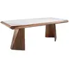 Image de Table à manger rectangulaire marbre porcelaine et noyer