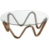 Image de Table basse ronde en verre trempé et noyer