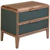 Image de Table de chevet en pvc vert foncé et noyer