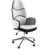 Image de Fauteuil de bureau pivotant tissu gris clair et pvc blanc brillant