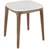 Image de Table d'angle carrée en marbre porcelaine et noyer