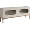 Image de Buffet en noyer et gris avec éclairage intérieur
