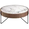 Image de Table basse ronde en marbre porcelaine, noyer et acier noir