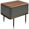 Image de Table de nuit en bois gris foncé mat, acier noir et plateau en noyer