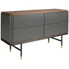 Image de Commode en bois gris foncé mat, acier noir et plateau en noyer