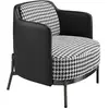 Image de Fauteuil en tissu noir et blanc et similicuir noir