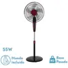 Image de Ventilateur sur pied FABRILAMP BORLON bordeaux et noir 55 W 3 vitesses