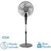 Image de Ventilateur sur pied FABRILAMP BORLON noir et gris 55 W 3 vitesses