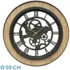 Image de Horloge murale Fabrilamp Rubite coloris noir et chêne 50 cm mouvement continu