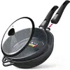 Image de Set 2 Sauteuse Induction Manche Amovible, Poêles 24/ 28cm Antiadhesive Couvercle MGK19S Bri