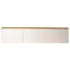 Image de Meuble TV suspendu en bois avec éclairage LED - 160 x 32 x 35 cm - Blanc