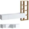 Image de Meuble TV en bois - 182 x 32 x 25 cm - Blanc, Chêne
