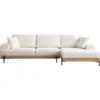 Image de Canapé d'angle droit en tissu blanc et bois 280x98x78cm Eti - Home Design