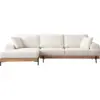 Image de Canapé d'angle gauche en tissu blanc et bois 280x98x78cm Eti - Home Design