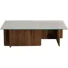 Image de Table basse rectangulaire en bois foncé et plateau en verre105x65x30cm Flavio - Home Design