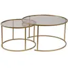 Image de Hanah home Lot de 2 tables gigognes - Doré verre bronze