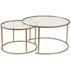 Image de Hanah home tables gigognes rondes - Doré verre transparent