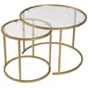 Image de Hanah home ensemble de 2 tables gigognes rondes - Doré verre transparent