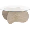 Image de Hanah home Table basse ronde en verre - Travertin et verre transparent