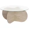 Image de Table basse en bois effet travertin et plateau en verre 75x35cm Aeris - Home Design