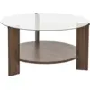 Image de Table basse ronde en bois foncé et plateau en verre 75x40cm Clara - Home Design