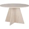 Image de Table à manger ronde en mélamine effet travertin 120x75cm Virella - Home Design
