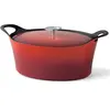 Image de Volcan - Cocotte ovale 29cm fonte de fer émaillée rouge avec couvercle