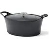 Image de Volcan - Cocotte ovale 29cm fonte de fer émaillée noire avec couvercle