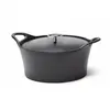 Image de Volcan - Cocotte ronde 20cm fonte de fer émaillée noire avec couvercle