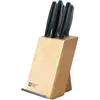 Image de Advantage - Bloc bois naturel 5 pièces lames inox avec porte tablette