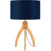 Image de Lampe de table en bambou abat-jour en lin bleu denim 36x54cm Annapurna - Good & Mojo