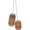 Image de Suspension avec 2 abat-jours en bambou noir et naturel 25x35 cm Bhoutan - Good & Mojo