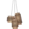 Image de Suspension avec 3 abat-jours en bambou noir et naturel 20x35 cm Bhoutan - Good & Mojo