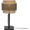 Image de Lampe à poser en bambou noir avec abat-jour rond noir et naturel 25x20 cm Bhutan - Good & Mojo