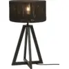 Image de Lampe à poser en bambou noir avec abat-jour noir 30x45 cm Iguazu - Good & Mojo