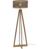 Image de Lampadaire en bambou naturel avec abat-jour en bois noir et naturel 145x50 cm Java - Good & Mojo