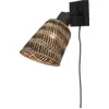 Image de Lampe murale en bambou noir et naturel 10x10 cm Java - Good & Mojo