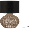 Image de Lampe à poser en rotin avec abat-jour en lin noir 32x20cm Kalahari - Good & Mojo