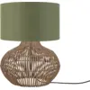 Image de Lampe à poser en rotin avec abat-jour en lin vert 32x20cm Kalahari - Good & Mojo