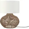 Image de Lampe à poser en rotin avec abat-jour en lin blanc 32x20cm Kalahari - Good & Mojo