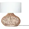 Image de Lampe à poser en rotin avec abat-jour en lin blanc 47x23cm Kalahari - Good & Mojo