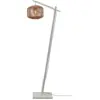 Image de Lampadaire en bambou blanc avec abat-jour en bois naturel 150x25 cm Tanami - Good & Mojo