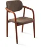 Image de Chaise de salle à manger avec accoudoirs en tissu à motif marron et bois de frêne Speckled Henry - Pols Potten