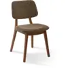 Image de Chaise de salle à manger en tissu à motif marron et bois de frêne Speckled Happy Days - Pols Potten