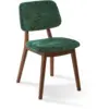 Image de Chaise de salle à manger en tissu vert foncé et bois de frêne Greenish Happy Days - Pols Potten