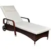 Image de vidaXL Chaise longue avec coussin - Résine tressée