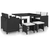 Image de vidaXL Ensemble à manger d’extérieur - Noir, 9 pcs