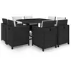 Image de vidaXL Ensemble à manger d'extérieur 9 pcs - Noir